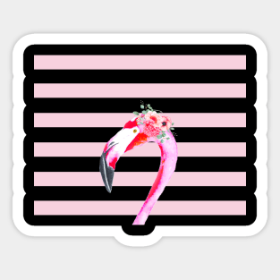 VINTAGE FLAMINGO WITH FLOWERS Sticker